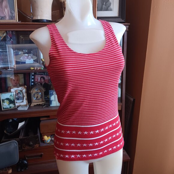 Vintage 1970s Womens Red Tank Top Small Star Print by Bobbie Brooks Shirt Hippy - Picture 2 of 8